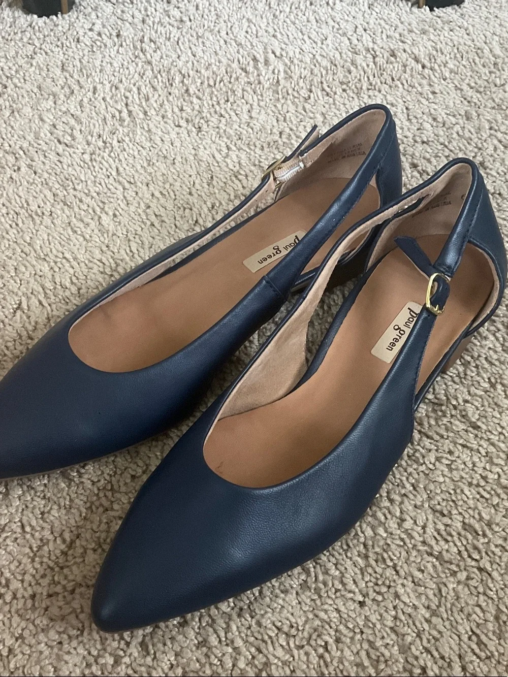 Paul Green Navy Pointed Slingback Flats